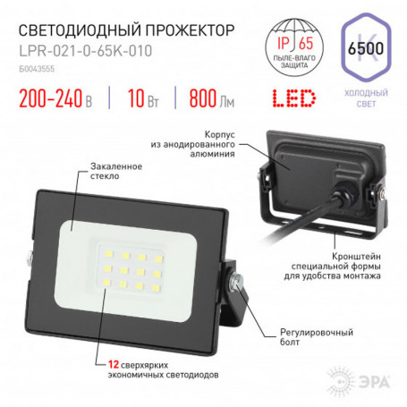 купить в Перми Прожектор светодиодный ЭРА LPR-021-0-65K-010