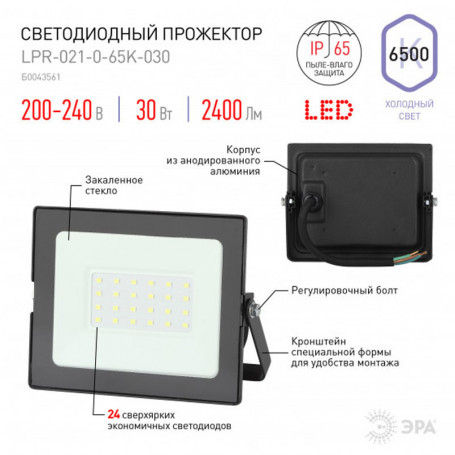 купить в Перми Прожектор светодиодный ЭРА LPR-021-0-65K-030
