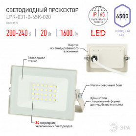 Прожектор светодиодный ЭРА LPR-031-0-65K-020 белый